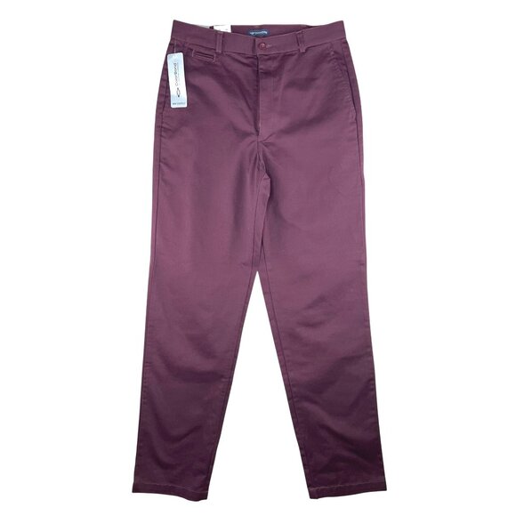 Dockers Women’s Flat Front Slim Tapered Pants Khaki Burgundy Size 12L - Picture 2 of 16